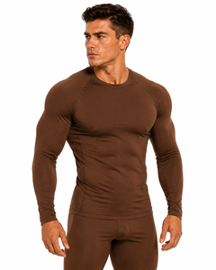 <b>Men</b> Rash Guard Solid Color <b>Compression</b> <b>Shirt</b> High Quality Gym Top Breathable Long Sleeve Athletic Underwear Fitness Sportswear - Product Image 1