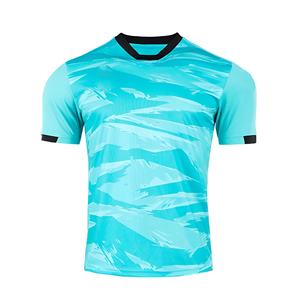 Ropa Deportiva de Fútbol con Estampado Personalizado, Diseño Turquesa Intenso, Manga Corta, Cuello Redondo Transpirable, Nombre y Número Personalizados, 100% - Product Image 1