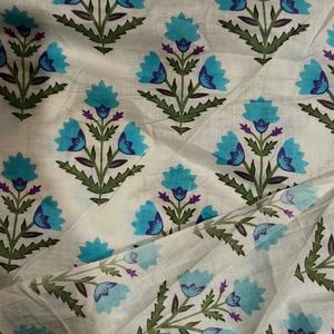 Tissu artisanal léger en coton Jaipuri traditionnel imprimé au bloc, 60x60, pour sacs et rideaux, idéal pour garçons - Product Image 5