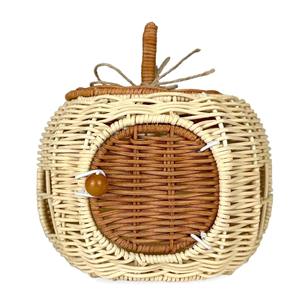 Casa de muñecas pequeña de ratán para niñas, casitas de juego con forma de calabaza natural, juguetes para niños pequeños. - Product Image 1