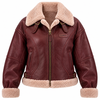 Veste en cuir bordeaux pour femme, doublée en sherpa, chaude pour l'hiver, manteau en fausse fourrure marron, vêtement d'extérieur zippé, style motard tendance