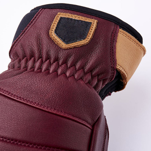 Gants de ski chauffants unisexes en cuir de vachette avec doublure en polaire Bemberg, doigts entiers, manchette courte et fermeture auto-agrippante pour le ski - Product Image 5