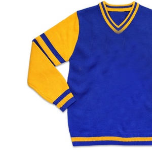 Cárdigan de Punto Azul para Mujer Sigma Gamma Rho, Cuello en V, Manga Larga, Ribete Amarillo, Escudo Bordado, Transpirable, Estilo Vintage, Unisex - Product Image 2