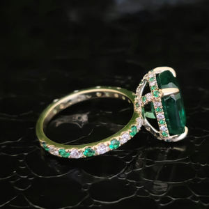 Anillo de esmeralda verde, piedra preciosa natural, oro macizo de 14 quilates, clásico para mujer, certificado IGI, RIZTA JEWELS, aniversario - Product Image 3