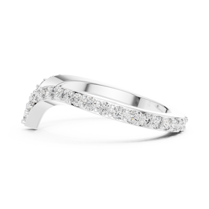 Bague en or blanc massif 18 carats plaqué rhodium avec diamant de laboratoire taille brillant en forme de V, pierre latérale de 0,66 carat, cadeau de la Saint-Valentin - Product Image 4