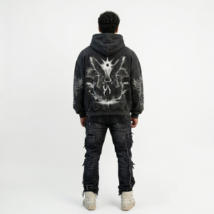 Sudadera con Capucha Extra Grande Personalizada para Hombre, 460 GSM, 100% Algodón Lavado, Lisa, Bordada, Estilo Urbano, Venta al Por Mayor - Product Image 3