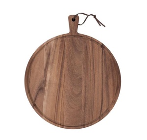 Planche à découper rustique en acacia, forme ronde avec poignée, durable, épaisseur 1,5 cm, ustensile de cuisine, décoration intérieure, article ménager au meilleur prix - Product Image 5