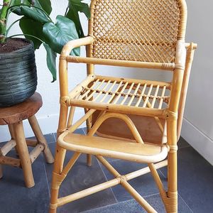 Chaise haute en rotin naturel pour salle à manger de bébé, chaises d'alimentation en bois pour bébés, vente en gros, siège alimentaire du Vietnam - Product Image 2