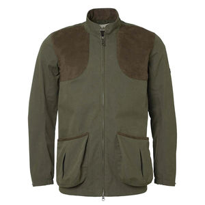 Customized <b>Men's</b> Navy Blue <b>Soft</b> <b>Shell</b> <b>Jacket</b> With Brown Patchwork Shoulder Full Sleeve Windproof Autumn Outdoor Wear - Product Image 1