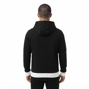 Saar Industries Men's Black <b>Hoodie</b> with <b>White</b> Pocket and Logo Print Casual Loose Fit Winter Wear Fleece Anti-Pilling - Product Image 3