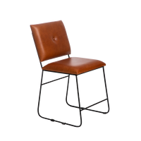 Chaise Vandana Vertex Orion en cuir marron et métal noir (lot de 2)