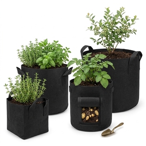 Plant Fiber Non Woven Fabric Black Grow <b>Bags</b> Flower Pots <b>Vegetable</b> & Fruit Growing 400ml Capacity Black - Product Image 3