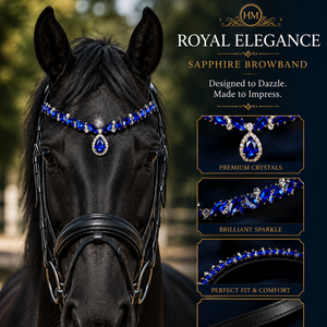Élégante bride de dressage incurvée en U avec cristaux bleus et strass, accessoire de bridonnerie, vente en gros OEM, fabricant d'équipements équestres - Product Image 4