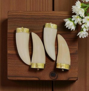 Natural Buffalo Horn bone Pendant With Gold Tone Caps Polished Curved Shape <b>locket</b> - Product Image 1