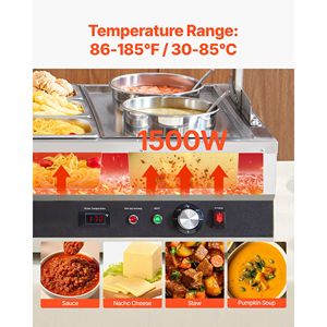 Scaldavivande Elettrico Commerciale in Acciaio Inossidabile, Regolabile da 86 a 185 Fahrenheit, con Due Pentole da 6,34 QT, Attrezzatura per Mantenere Caldi Sei Porzioni 1/3 - Product Image 3