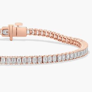 Women's Luxury 7" Emerald Cut Lab Grown Diamond Tennis <b>Bracelet</b> in White Gold - Product Image 2