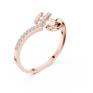 A Stylized <b>Spoon</b> Minimalist 14k Solid Yellow Gold <b>Ring</b> With Round Cut Lab Grown Diamonds Classic Wedding Band Gift for Her - Product Image 5