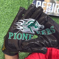 Nouveauté 2026 Gants de football américain sur mesure, respirants, à fermeture auto-agrippante, avec design squelette injecté en caoutchouc, lisses