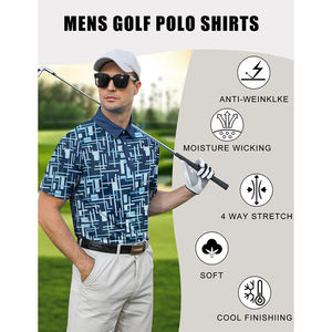 Chemise de golf pour homme en jersey et élasthanne à manches courtes, motif imprimé, séchage rapide, respirante, anti-plis, personnalisable OEM, broderie sur mesure - Product Image 6