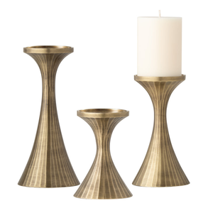 High Quality Brass Candle Stand Set of 3 Tapered Design Durable Metal Pillar Candle Holders for Home Wedding Party At Good Rates - Product Image 1