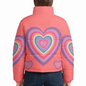 Abrigo Acolchado con Cinturón y Diseño de Corazón para Mujer, Chaqueta de Invierno con Capucha, Diseño Sublimado, Cálido, Acolchado, para Exteriores, Moda Casual - Product Image 6