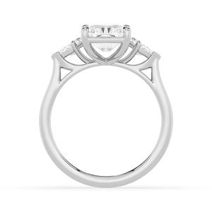 Anillo de compromiso con diamante cultivado en laboratorio, oro rosa de 10K, corte radiante en forma de cometa, tres piedras laterales, súper elegante, recién llegado. - Product Image 2