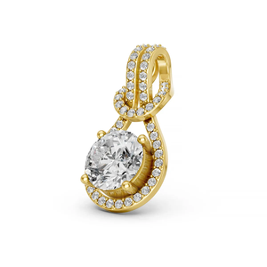 10K <b>Solid</b> <b>Gold</b> Rhodium Plated IGI Certified Lab Grown Diamond Brilliant Cut Halo <b>Pendant</b> Necklace Women Wedding Classic Elegant - Product Image 4