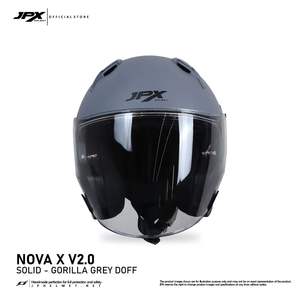 Casco JPX Nova X V2 de media cara en color gris gorila mate, con doble visera y un diseño elegante de color sólido para el piloto moderno. - Product Image 4