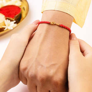 Rakhi de Plata de Ley 925 Chapado en Oro Blessed Bhai, Producto Hecho a Mano, Estilo Unisex, Regalo de Joyería - Product Image 5