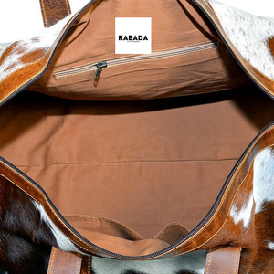 Bolsas de equipaje de cuero de piel de vaca auténtica occidental, bolsa de viaje Unisex hecha a mano de usos múltiples, bolsa de lona de piel de gran tamaño para el pelo - Product Image 3