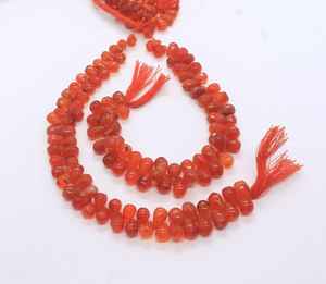 Cuentas de cornalina natural lisas en forma de lágrima de 6x9-7x11 mm, cuentas de cornalina en forma de lágrima, cuentas de cornalina en forma de gota para la fabricación de joyería, 8 pulgadas - Product Image 1