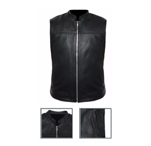 Chaleco de Cuero Genuino Casual para Hombre de Alta Calidad, Chaleco de Invierno Cómodo Hecho a Medida, Chaleco y Chaqueta de Moda para Motociclistas al por Mayor - Product Image 3