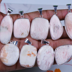 Superbe pendentif en laiton plaqué argent avec pierre précieuse naturelle de scolecite pour enfants, vente en gros de bijoux en scolecite naturelle - Product Image 6