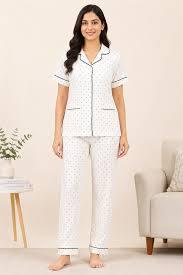 Ensemble de pyjama rayé pour femmes 100% coton |   Ensemble de vêtements de nuit confortables pour l'automne/hiver, haut à manches courtes boutonné, pantalon de détente XL - Product Image 2