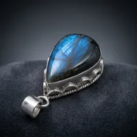 Ensemble de bijoux en argent sterling, labradorite bleue, fait main en Inde, pendentif en forme de larme, boucles d'oreilles, pierre précieuse naturelle, cadeau bohème pour femme