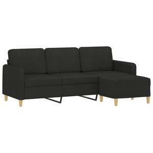 Sofá Negro de 3 Plazas con Reposapiés para Sala de Estar - Product Image 3