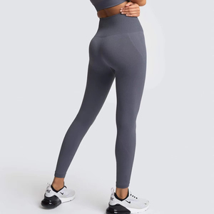 Custom Wholesale Plus Size Seamless Breathable Knitted Cotton/Bamboo <b>Thick</b> Short Sleeve High Waist Running Fitness Yoga <b>Leggings</b> - Product Image 1