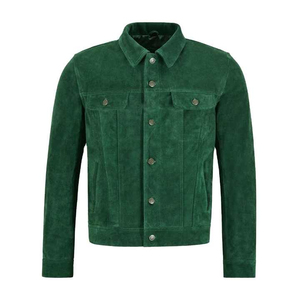 Wholesale 2025 New Design Men's Suede <b>Trucker</b> <b>Jacket</b> With New Fashion Shirt Style Real Leather <b>Jacket</b> For Man - Product Image 1