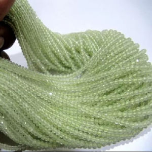 Cuentas de Prehnita Natural en Forma de Rondelle, Microfacetadas, Color Verde, 13 Pulgadas de Largo - Product Image 3