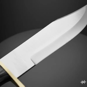 Cuchillo Bowie de Acero de Damasco Hecho a Mano con Punta Clip, Guarda de Latón Fija, Mango de Madera, para Uso Exterior, Proveedor Mayorista EE. UU. - Product Image 4