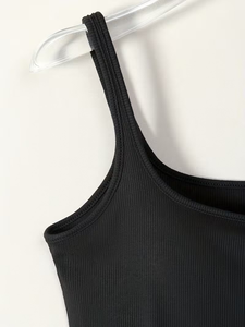 Women's Solid Knitted Tank Top Square Collar Casual Cotton Blend Breathable Double Lined Short Front Logo Quick Dry Eco-Friendly - Product Image 3