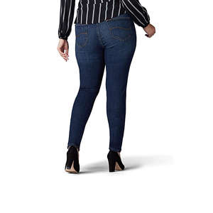 Pantalons en denim de coton pour femmes avec logo personnalisé, coupe droite, fabrication OEM ODM, vente en gros, usine, collection premium, denim pour femmes - Product Image 3
