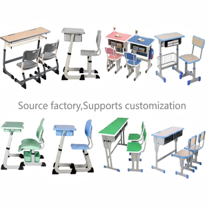 Ensemble de bureau et chaise ergonomiques modernes pour enfants avec étagère réglable en hauteur pour la salle de classe du primaire - Product Image 5