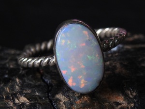 แหวนโอปอลออสเตรเลียปรับขนาดได้-เงินแท้ 925-พลอยประจำเดือนตุลาคม-โอปอลดับเบิ้ล-เครื่องประดับทำมือ-ของขวัญสำหรับเธอ-MS - Product Image 4