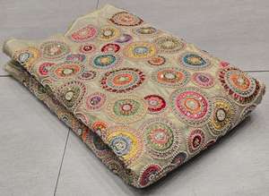 ผ้าวิสโคสพรีเมียมปักลายละเอียดประณีตด้วยด้ายหลายเส้นและลูกปัดแท้ งานปักสวยงาม - Product Image 4