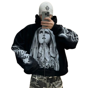 เสื้อฮู้ดดี้พิมพ์ลาย DTG แบบสั่งทำพิเศษ ไซส์ใหญ่ สั่งผลิตได้จำนวนน้อย ผู้ผลิตเสื้อผ้าสตรีทแวร์ แฟชั่นฮิปฮอป - Product Image 1