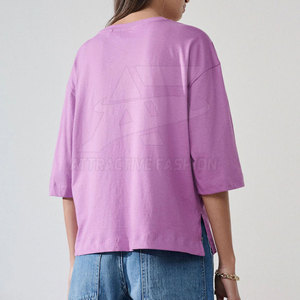 T-shirt ample pour femme en tissu respirant, nouvelle collection, coupe confortable, tenue décontractée quotidienne, texture douce - Product Image 2