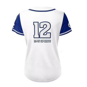 Uniforme Deportivo para Mujer, Camiseta Blanca y Azul con el Número 12, Malla Sublimada Transpirable, Cuello Redondo, Manga Corta - Product Image 2