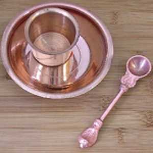 Suministro Directo de Fábrica, Pancha Patra de Cobre Más Vendida, Clásica, Metálica, Ecológica, Decoración para el Hogar Diwali, Artículos para Rituales Puja, Indios - Product Image 1