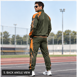Chándal Deportivo para Hombre, Color Verde Oliva y Naranja, Camuflaje, Cierre Completo, Secado Rápido, Transpirable, Corte Regular, OEM - Product Image 5